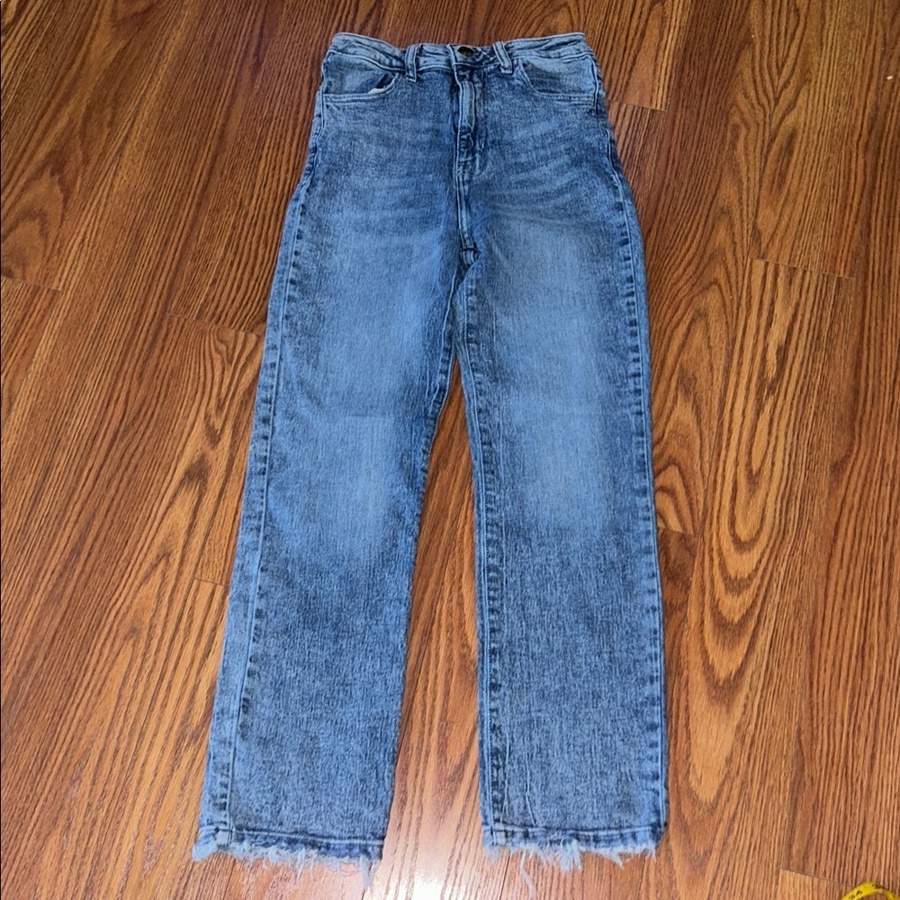 Show Me Your MuMu High Rise Straight Leg Frayed Hem Denim Jeans Size 26